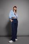 Coool Wide Leg Wide Loose Leg Regular Waist Trousers with Pockets and Stripe Detail D4404Ax24Au - 4