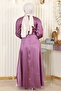 Belted Satin Evening Dress Dried Rose 19191 - 4