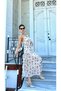 Patterned Women's Special Occasion Casual Dress with Rose Tie Detail at the Neck and Straps - 2