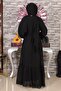 Lace Detailed Chiffon Evening Dress Black 19143 - 5