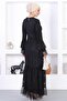 Pearl Lace Flounce Sleeve Evening Dress Black 12213 - 5