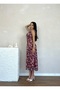 Patterned Strap Long Length Colorful Women's Dress - 3