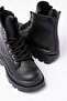 Children's Black Lace-Up Zippered Non-Slip Sole Boots - 5