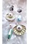 Women's Pearl Oyster Figured Steel Plated Earrings - 5