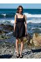 Back Low-Cut Bow Detail Mini Dress Black