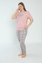 Women's Plus Size Cotton Viscose Fabric Short Sleeve Pajamas Set 14496 - 3