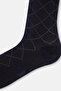 Black Men's Quadrilateral Pattern Bamboo Socks - 3