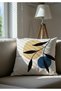 Abstract Modern Leaf Blue Brown Color Digital Printed Decorative Set of 4 Throw Pillow Cases - 5
