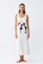 Women's Thick Strap Combed Cotton Long Ecru Nightgown 12001 - 4