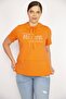 Women's Orange Oversize Collar Eyelet Lace and Stone Detailed Sweatshirt 65n36656 - 4