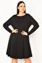 Women's Black Plus Size Front Zipper Waist Band Dress 65n35673 - 6