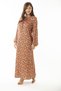 Women's Large Size Colorful Long Dress with Gathering Collar and Elastic Detail at the Cuff 65N36905 - 3