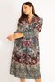 Women's Large Size Colorful Front Buttoned Waist Gathered Dress 65n34612 - 5