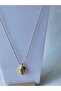 Gold Steel Necklace with Ellipse Cover and Stone - 2