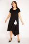 Women's Large Size Black Pocket Detailed Garnished Dress 65n23077 - 3