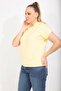 Women's Yellow Plus Size Hooded Kangaroo Pocket Short Sleeve Sweatshirt 65n35613 - 6