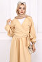 Beige Tie-Up Wrap Blouse Skirt Set - 3