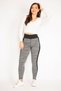 Women's Large Size Gray Side Stripe Detailed Sports Leggings Trousers 65n34863 - 6