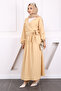 Beige Tie-Up Wrap Blouse Skirt Set - 2