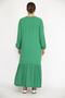 Women's Green Large Size Woven Viscose Fabric Front Length Buttoned Long Sleeve Dress 65n36694 - 6