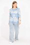 Women's Blue Large Size Collar Elastic Sleeve Lace Blouse 65n35665 - 5