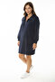 Women's Large Size Navy Blue Front Placket Zippered High Collar Sweatshirt Dress 65N36968 - 4
