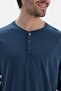 Navy Blue Reglan Long Sleeve Basic T-Shirt Pants Pajama Set - 5