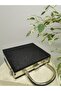 Women's Black Sand Glitter Evening Dress Clutch Bag - 8