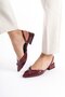 MBHRN650-BRD Women's Open Back Buckle Detail Patent Leather Claret Red Shoes - 5