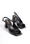 Mbhrn504-S Women's Open Back Patent Leather Black Heeled Shoes - 2