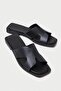 Genuine Leather Mbgvn656S Women's Black Flat Slippers