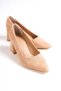 Mbzfr601-Sn Women's Suede Block Heels 6 cm Pointed Toe Nude Stiletto & Heels Shoes - 3