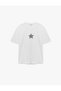 Comfortable Fit Short Sleeve Crew Neck Cotton Leopard Detailed Star Printed T-Shirt - 3