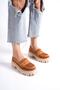Mb1190-Tb Thick Sole Luxury Suede Tan Women's College Loafer
