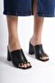 Mubiano Genuine Leather Collection Women's Heeled Slippers Black -Mcbrg5692-S - 3