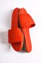 Genuine Leather 655-Kr Women's Straw Look Red Flat Slippers - 4