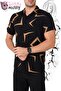 Camel Color Viscose Camel Striped Wide Fit Men's Shirt - 3