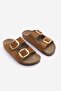 Women's Genuine Leather Daily Slippers Double Strap Slippers Eva Sole Poly Tan - 5