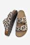 Women's Genuine Leather Daily Slippers Double Strap Slippers Eva Sole Poly Beige Leopard - 8