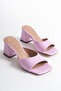 Alya Lilac Patent Leather Thick Heeled Square Women's Evening Dress Slippers - 4