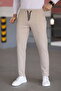 Men's Beige Slim Fit Double Leg Lycra Stretch Fabric Jogger Trousers