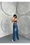 K.Tint Alley Side Double Belted Blue Women's Jean Jeans 2025 New Model Pants Wide Leg Oversize Model Ed - 2