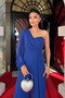 Chiffon Fabric One Sleeve Detailed Jumpsuit - Cobalt Blue - 3