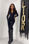 Suitable for Sport and Daily Use Zippered Scuba Fabric Jumpsuit