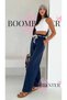 Women's Crinkle Fabric Wide Leg Relaxed Fit Palazzo Pants with Rope Belt Elastic Waist - 3