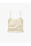 Drape Detailed Slim Fit Glitter Thread Strap Blouse - 4