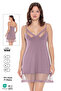 Women's Viscose Fabric Adjustable Rope Strap Lace Detailed Nightgown 18268