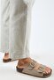 Jazmin Women's Genuine Leather Double Buckle Mink Slippers - 6