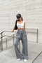 Women's Anthracite Adjustable Elastic Star Detailed Sweatpants