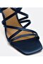 Women's Leather Navy Blue Heeled Sandals - 4